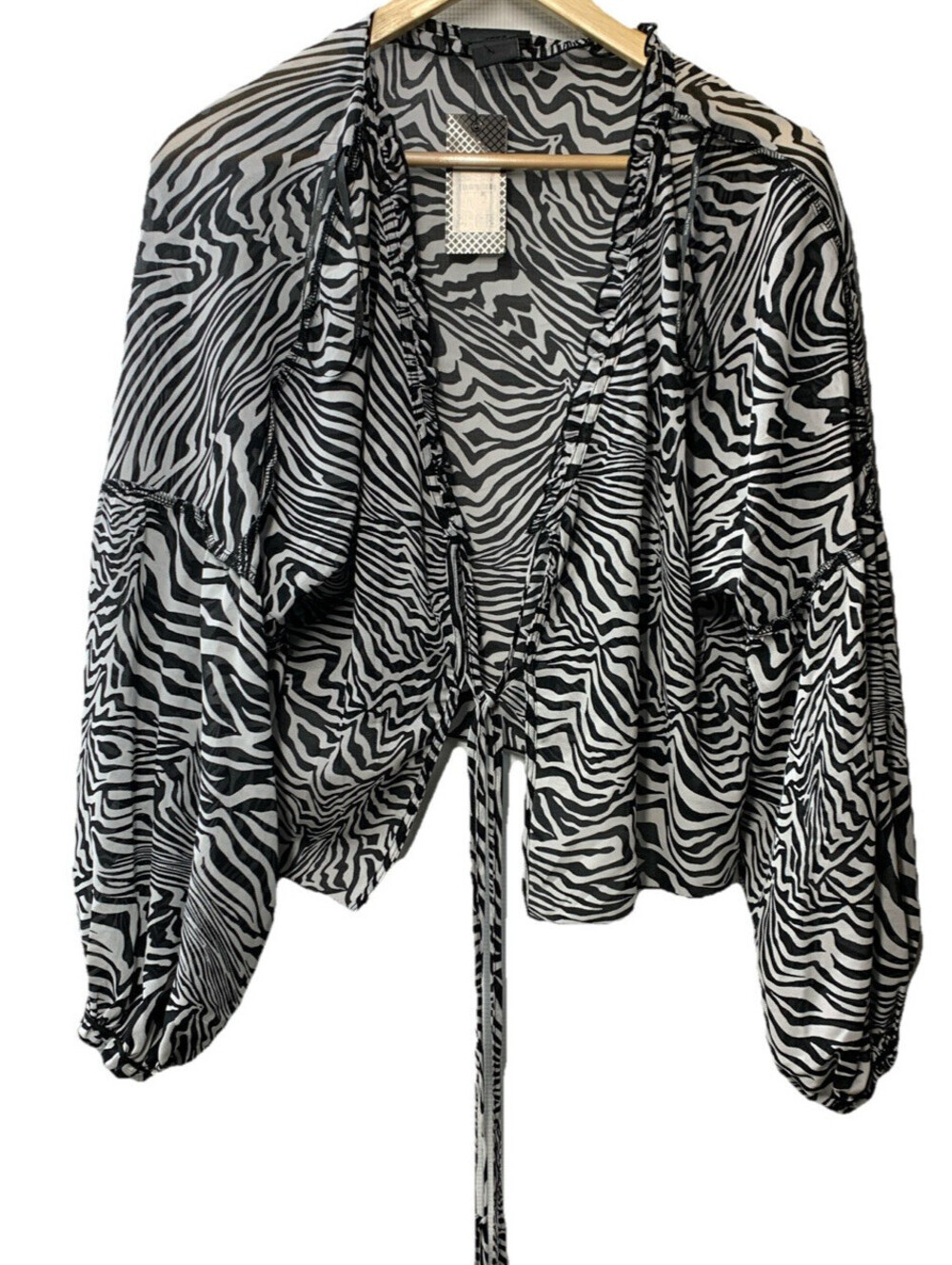 City Chic Women's Plus Size Top Corina V-neckline Zebra Full length Sleeve Sz 12